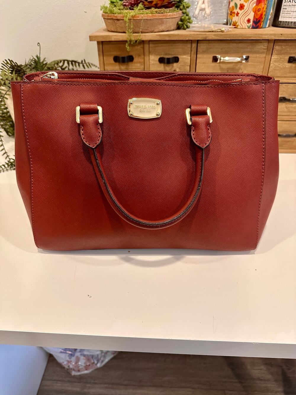 Michael Kors Jet Set Travel Burgundy Saffiano Leather Tote Bag